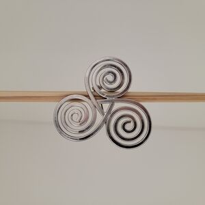 Vintage Silver Spiral Celtic Brooch Pin  Flowy Handcrafted in Ireland in 1994